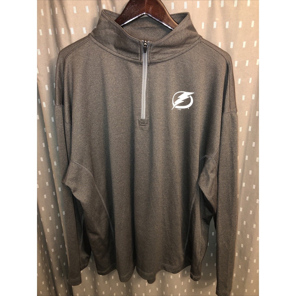 NHL Tampa Bay Lightning 1/4 Zip Long Sleeve Gray Pullover Shirt Mens Size XL